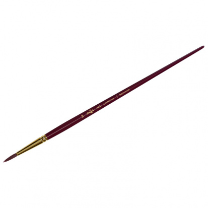Кисть художественная "Вернисаж", синтетика бордовая, круглая, длинная ручка №22