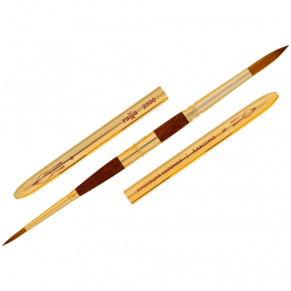 Кисть художественная "Классика", им. колонка, двухстороняя  круглая, №3 и №6, складная ручка