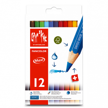 Набор цветных карандашей, "Fancolor", Акварель, Maxi, 12цв, картон