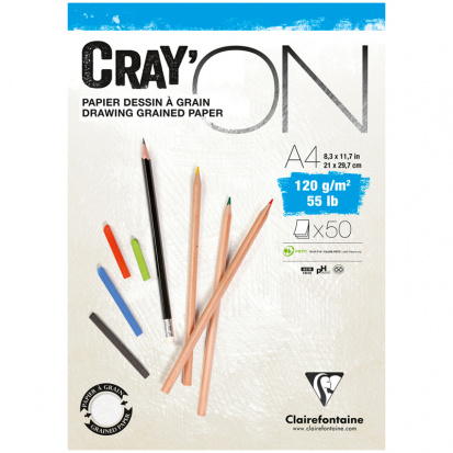 Склейка для скетчей "Cray'ON", 50л. A4, 120г/м2, мелкозернистая