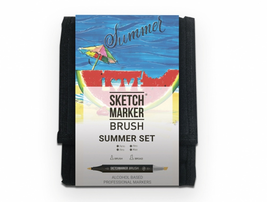 Набор маркеров Sketchmarker BRUSH Summer Set 12шт лето + сумка органайзер