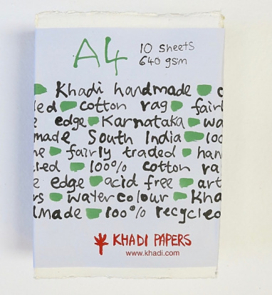 Бумага в листах "Khadi", А4, 640г/м2, 100% хлопок, шероховатая, 1л