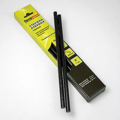 Клеевые стержни "Профклей", черный 7х200мм, 85г, 10шт sela