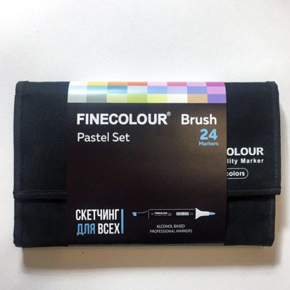 Набор спиртовых маркеров "Finecolour Brush" 24 цвета в пенале Пастель sela