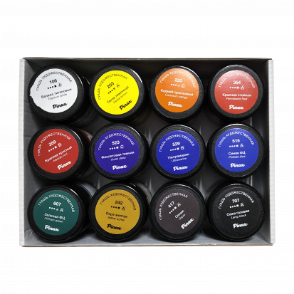 Набор гуашь художественная Pinax, 12 цветов, 40мл, картон Набор гуашь художественная Pinax, 12 цветов, 40мл, картон