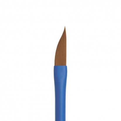 Кисть "Aqua Blue round", синтетика коричневая, даггер, обойма soft-touch, ручка удлиненная синяя №8