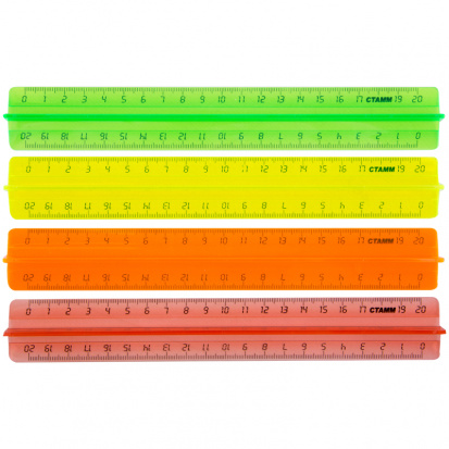 Линейка 20см "Neon Cristal", пластиковая, с держателем, ассорти sela25