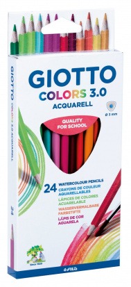 Giotto Colors 3.0 Цветные акварельные деревянные карандаши, 24 шт. треугольной формы. 