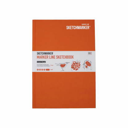 Скетчбук Sketchmarker MARKER LINE 160г/м.кв 176х250мм 44л твердая обложка цв.оранжевый