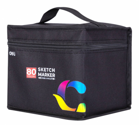 Набор маркеров для скетчинга Deli E70806-80 двойной пиш. наконечник 1-7мм 80цв. текстильная сумка 