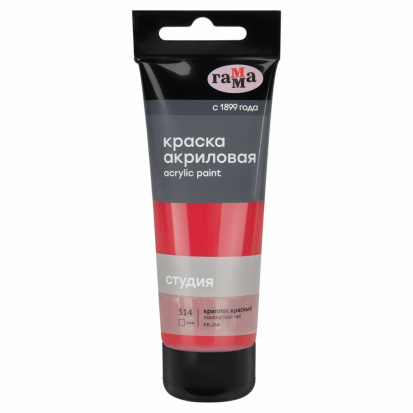 Краска акриловая художественная "Студия", 75мл, краплак красный