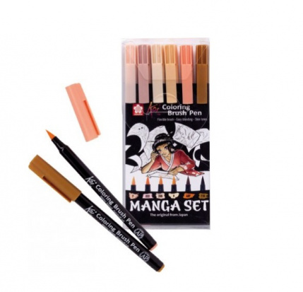 Набор маркеров акварельных Koi кисточка 6цв MANGA sela Набор маркеров акварельных Koi кисточка 6цв MANGA sela