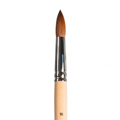 Кисть колонок круглая, длинная ручка "1052" №10, для акварели Кисть колонок круглая, длинная ручка "1052" №10, для акварели