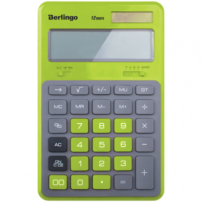 Калькулятор настольный "Hyper", 12 разр., двойное питание, 171*108*12, зеленый