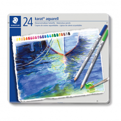 Набор цветных карандашей "Karat" акварельн, 24цв, метал