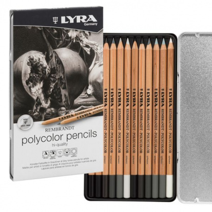 Набор цветных карандашей "Rembrandt Polycolor" 12 серых оттенков