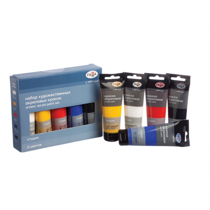Набор акрила "Студия", 5цв, 75 мл/туба, в картоне