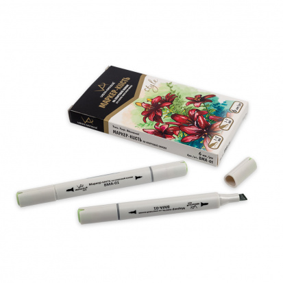 Маркер-кисть на спиртовой основе "Style", J101 слоновая кость/Dim Green