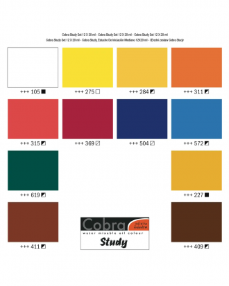 Набор водорастворимых масляных красок COBRA Study Учебный - 12 цветов по 20 мл