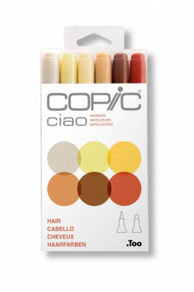 Набор спиртовых маркеров Copic "Ciao", волосы 6цв