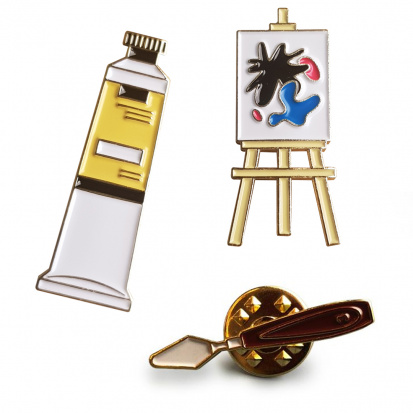 Значки эмалированные "Арт-материалы", 3шт