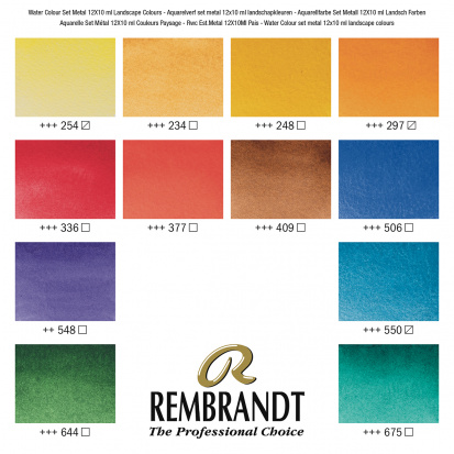 Набор акварельных красок "Rembrandt" Пейзаж 12цв*10мл тубы в металле
