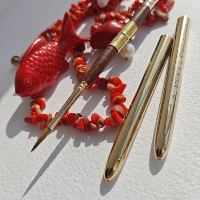 Кисть художественная "Классика", им. колонка, двухстороняя  круглая, №3 и №6, складная ручка