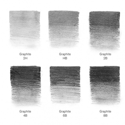 Набор профессиональных чернографитовых карандашей 6 твердостей (HB, 2H, 2B, 4B, 6B, 8B)