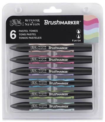 Набор маркеров "Brush", 6 цветов, пастельные оттенки
