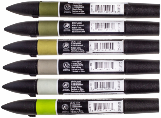 Набор художественных маркеров "Pro", 6 цветов, серо-болотные оттенки Набор художественных маркеров "Pro", 6 цветов, серо-болотные оттенки