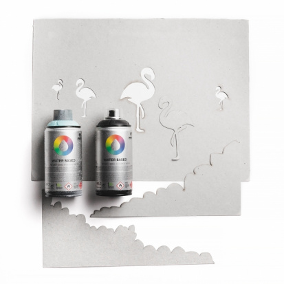 Трафарет для создания образа фламинго, аэрозольными красками