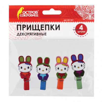 Прищепки декоративные, "Зайчики", 4 штуки, ассорти sela25 Прищепки декоративные, "Зайчики", 4 штуки, ассорти sela25