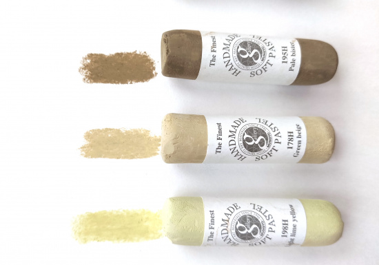 Пастель сухая мягкая круглая ручной работы №178, зелено-бежевый