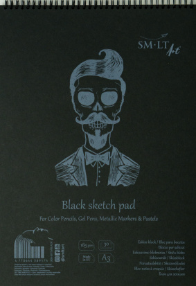 Альбом SMLT Art Authentic Black 165г/м2 А3 30л черный спираль
