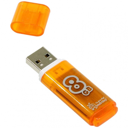 Память Smart Buy "Glossy"  8GB, USB 2.0 Flash Drive, оранжевый