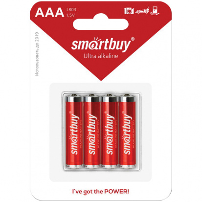 Батарейка SmartBuy AAA (LR03) алкалиновая, BC4 (в упак. 4бат.)