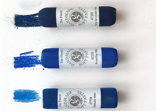 Пастель сухая мягкая круглая ручной работы №477, фталоновый синий