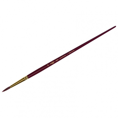 Кисть художественная "Вернисаж", синтетика бордовая, круглая, длинная ручка №24