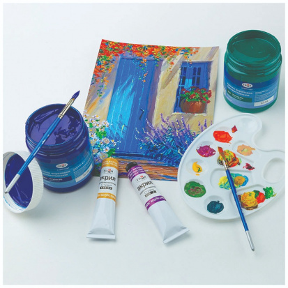 Краска акриловая художественная "Студия", 500мл, банка, голубая ФЦ