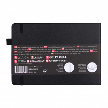 Скетчбук 21x15 см, 140г/м2, 80л, твердая обложка, чёрные листы 