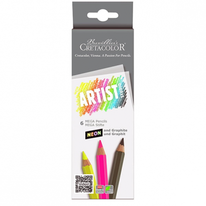 Набор цветных карандашей "Artist Studio Line", 5 неоновых МЕГА + 1 графитовый карандаш МЕГА НВ