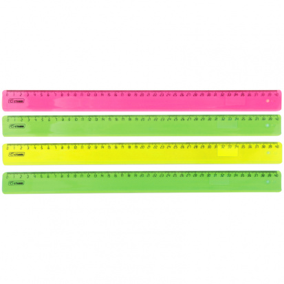 Линейка 40см "Neon Cristal", пластиковая, ассорти sela