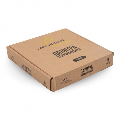 Палитра, керамическая, 6 ячеек, 15x16см, ручная работа