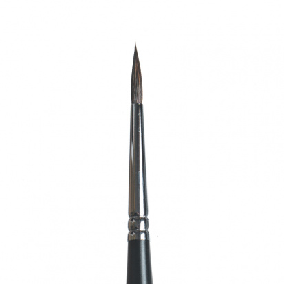 Кисть белка круглая, короткая черная, матовая, фигурная ручка "141F" №3 для акварели