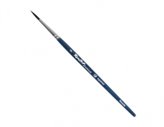 Кисть белка круглая Premium, удлиненная выставка, короткая синяя ручка, №3