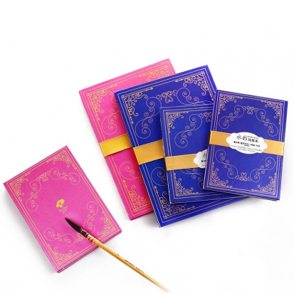 Скетчбук-гармошка для акв, голубой, 300 г/м2, А5 (до 148х21см), 50% хлопок,  среднезернистая sela25