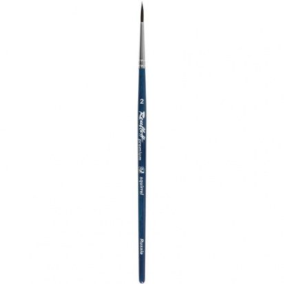 Кисть белка круглая Premium, удлиненная выставка, короткая синяя ручка, №2