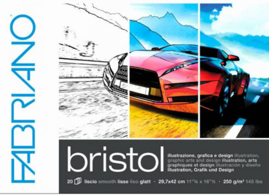 Склейка для рисования "Bristol" 250г/м2 А3 Гладкая 20л по 1 стороне