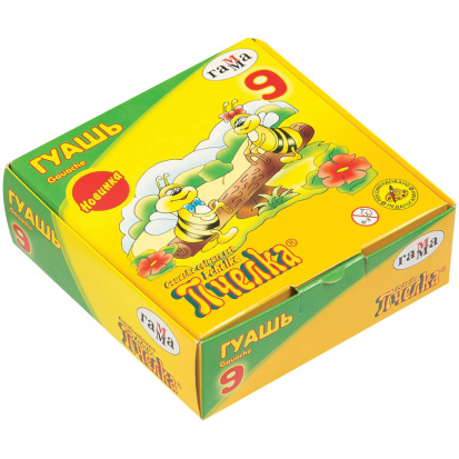 Набор гуаши "Пчелка", 09 цветов, 20мл, картон