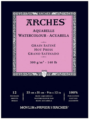 УЦЕНКА ARCHES Альбом для акварели HP Натуральный белый 300 Grs 26x36cm 12 листов